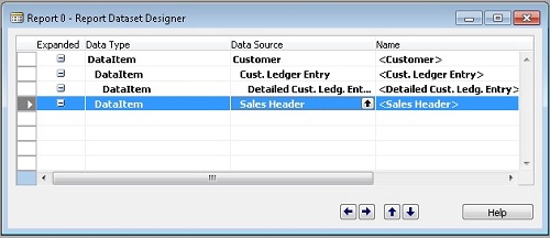 The DataItems in Object Designer